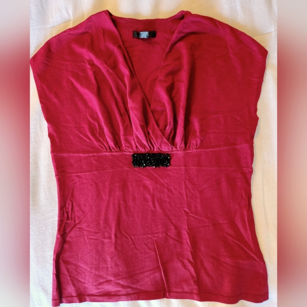 Red Knit with Black Bead Bling